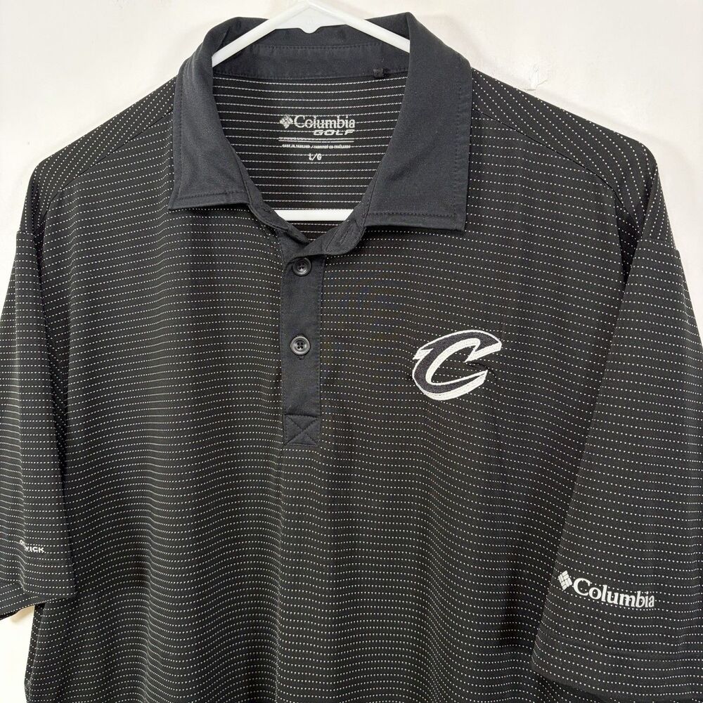 Cleveland Cavaliers Columbia Golf Polo Shirt Mens Large Black Striped CAVS NBA